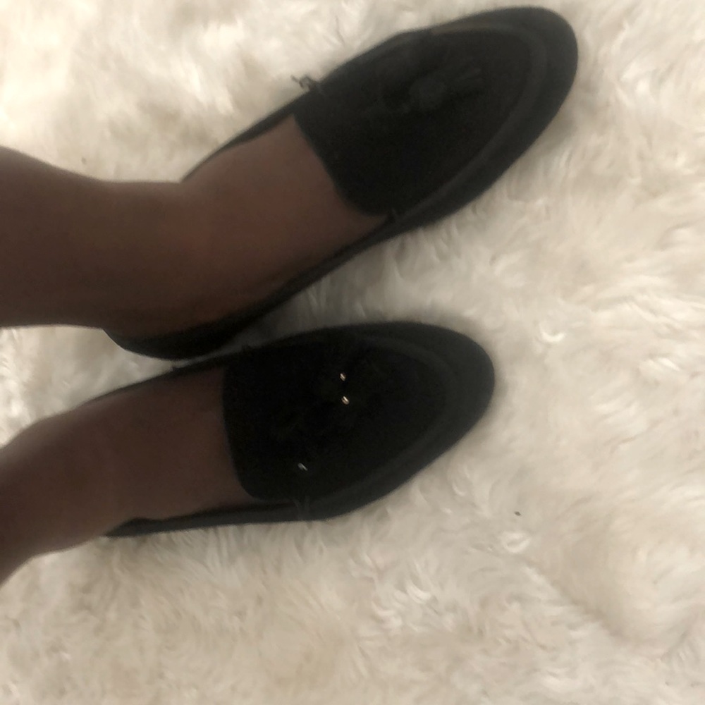 Black suede loafers